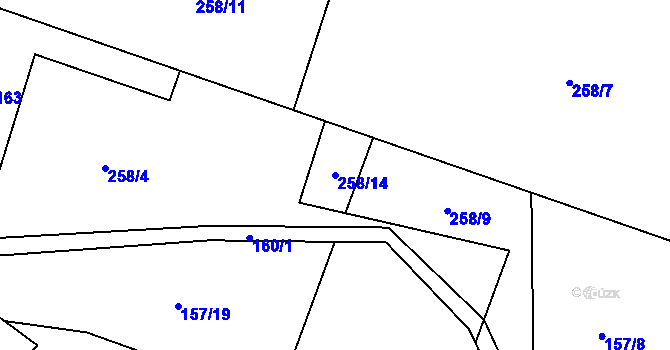Parcela st. 258/14 v KÚ Tasov nad Veličkou, Katastrální mapa