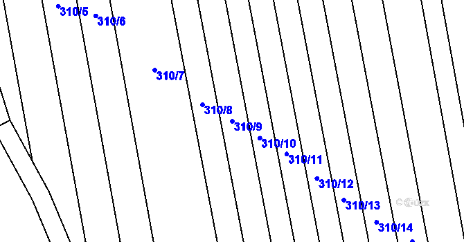 Parcela st. 310/9 v KÚ Tasov nad Veličkou, Katastrální mapa