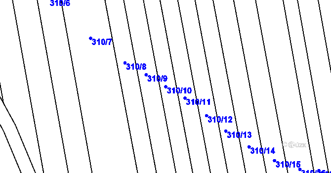 Parcela st. 310/10 v KÚ Tasov nad Veličkou, Katastrální mapa