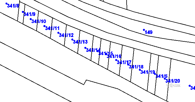 Parcela st. 341/15 v KÚ Tasov nad Veličkou, Katastrální mapa