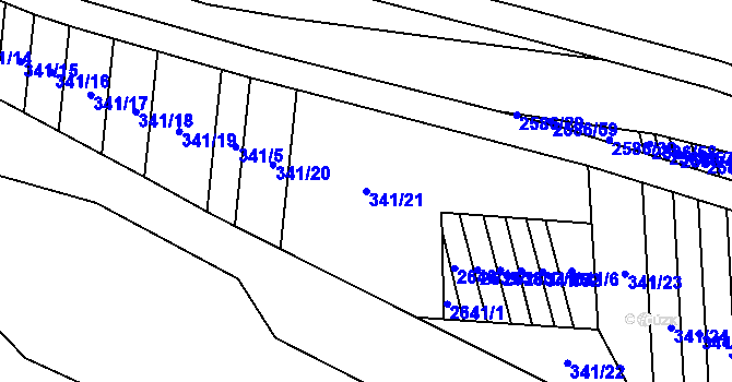 Parcela st. 341/21 v KÚ Tasov nad Veličkou, Katastrální mapa
