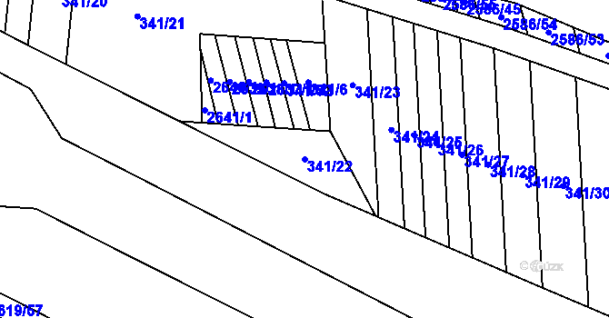 Parcela st. 341/22 v KÚ Tasov nad Veličkou, Katastrální mapa
