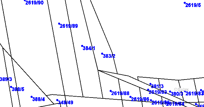 Parcela st. 383/2 v KÚ Tasov nad Veličkou, Katastrální mapa