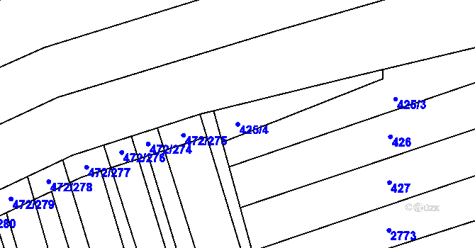 Parcela st. 425/4 v KÚ Tasov nad Veličkou, Katastrální mapa