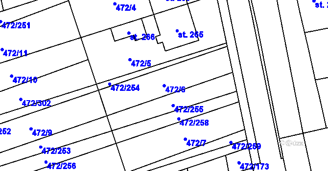 Parcela st. 472/6 v KÚ Tasov nad Veličkou, Katastrální mapa