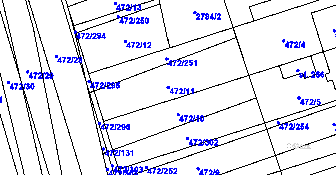 Parcela st. 472/11 v KÚ Tasov nad Veličkou, Katastrální mapa