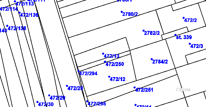 Parcela st. 472/13 v KÚ Tasov nad Veličkou, Katastrální mapa