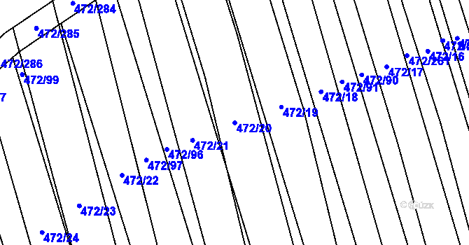 Parcela st. 472/20 v KÚ Tasov nad Veličkou, Katastrální mapa