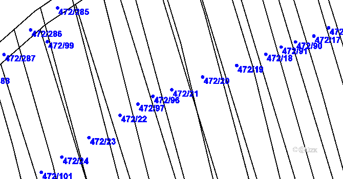 Parcela st. 472/21 v KÚ Tasov nad Veličkou, Katastrální mapa