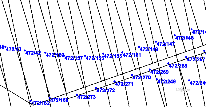 Parcela st. 472/153 v KÚ Tasov nad Veličkou, Katastrální mapa