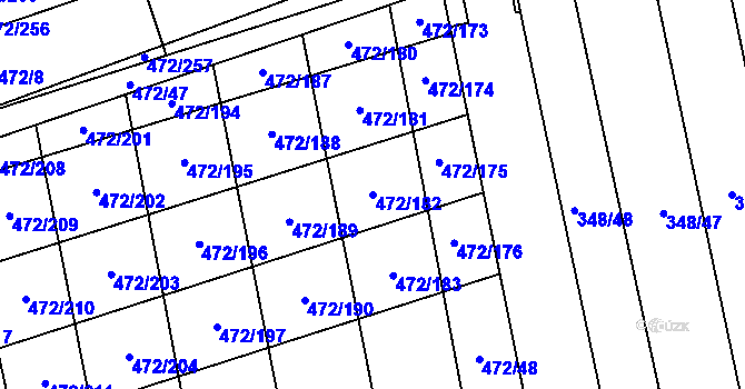 Parcela st. 472/182 v KÚ Tasov nad Veličkou, Katastrální mapa
