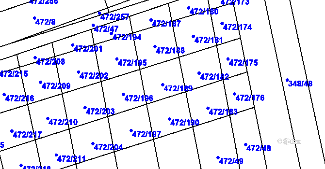 Parcela st. 472/189 v KÚ Tasov nad Veličkou, Katastrální mapa