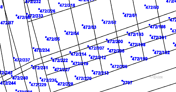 Parcela st. 472/207 v KÚ Tasov nad Veličkou, Katastrální mapa