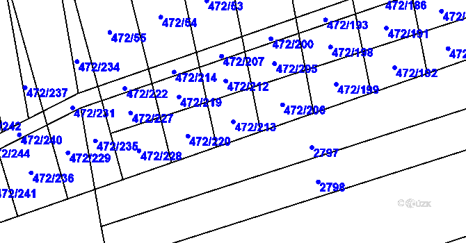 Parcela st. 472/213 v KÚ Tasov nad Veličkou, Katastrální mapa
