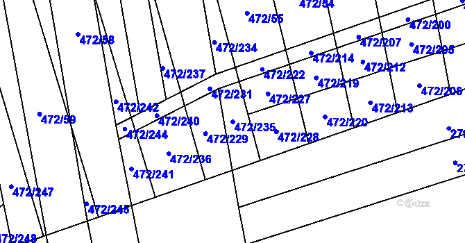 Parcela st. 472/235 v KÚ Tasov nad Veličkou, Katastrální mapa