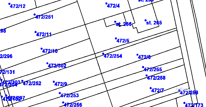 Parcela st. 472/254 v KÚ Tasov nad Veličkou, Katastrální mapa