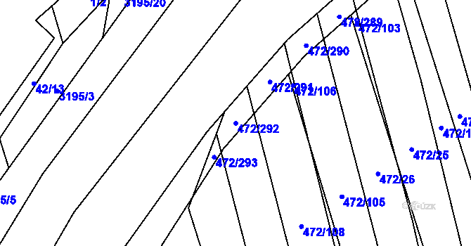 Parcela st. 472/292 v KÚ Tasov nad Veličkou, Katastrální mapa