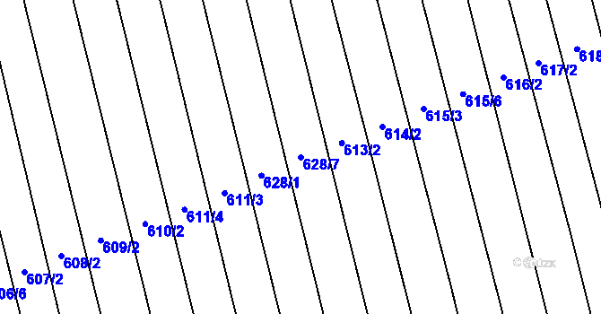 Parcela st. 628/7 v KÚ Tasov nad Veličkou, Katastrální mapa