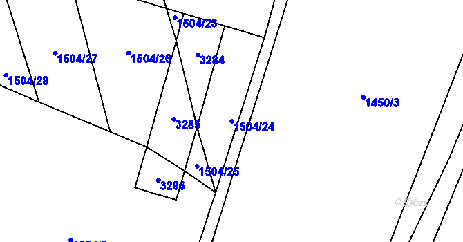 Parcela st. 1504/24 v KÚ Tasov nad Veličkou, Katastrální mapa