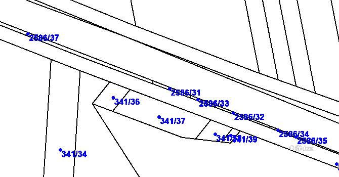 Parcela st. 2586/31 v KÚ Tasov nad Veličkou, Katastrální mapa