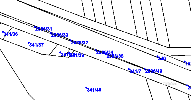 Parcela st. 2586/34 v KÚ Tasov nad Veličkou, Katastrální mapa