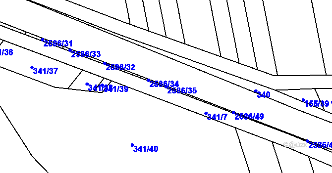 Parcela st. 2586/35 v KÚ Tasov nad Veličkou, Katastrální mapa