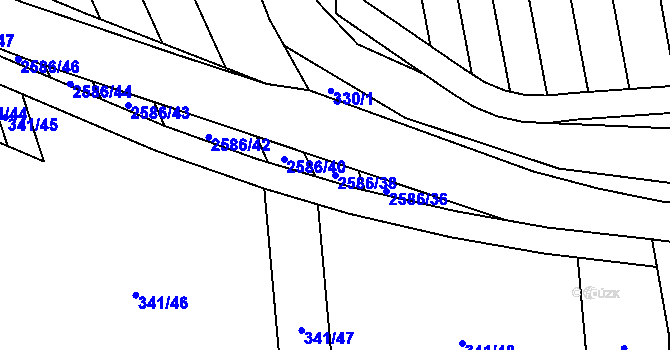 Parcela st. 2586/38 v KÚ Tasov nad Veličkou, Katastrální mapa