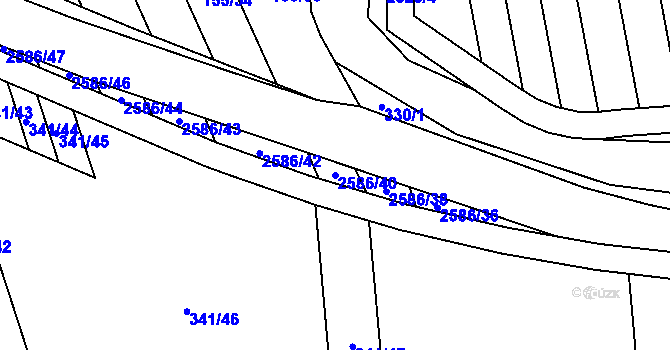 Parcela st. 2586/40 v KÚ Tasov nad Veličkou, Katastrální mapa