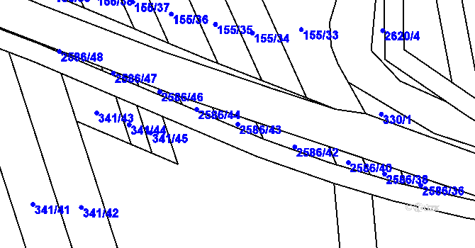 Parcela st. 2586/43 v KÚ Tasov nad Veličkou, Katastrální mapa