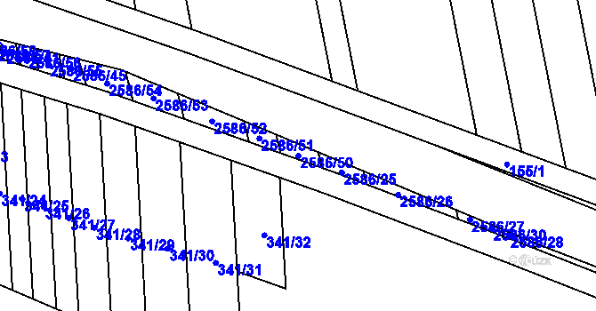 Parcela st. 2586/50 v KÚ Tasov nad Veličkou, Katastrální mapa