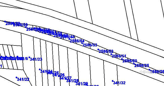 Parcela st. 2586/53 v KÚ Tasov nad Veličkou, Katastrální mapa
