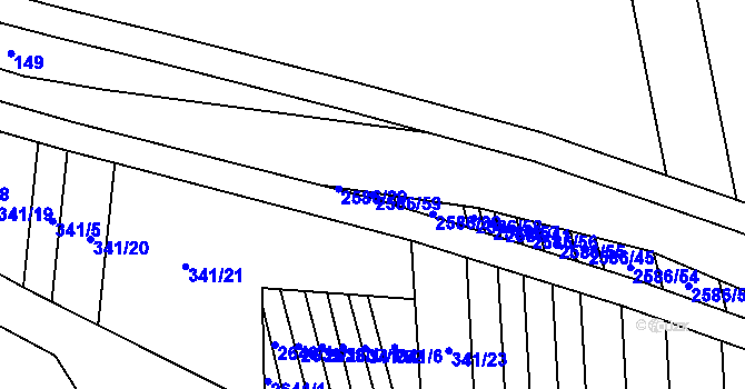 Parcela st. 2586/59 v KÚ Tasov nad Veličkou, Katastrální mapa