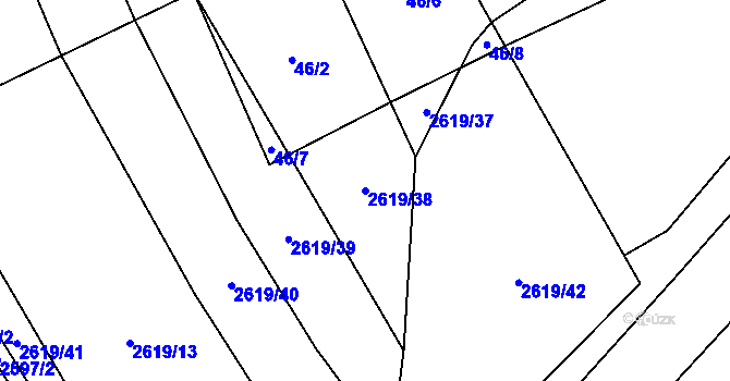 Parcela st. 2619/38 v KÚ Tasov nad Veličkou, Katastrální mapa