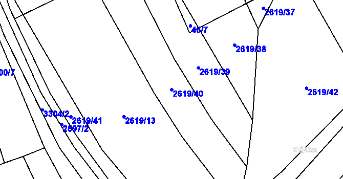 Parcela st. 2619/40 v KÚ Tasov nad Veličkou, Katastrální mapa