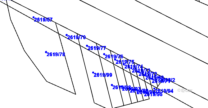 Parcela st. 2619/76 v KÚ Tasov nad Veličkou, Katastrální mapa