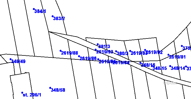 Parcela st. 2619/93 v KÚ Tasov nad Veličkou, Katastrální mapa