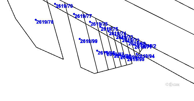 Parcela st. 2619/98 v KÚ Tasov nad Veličkou, Katastrální mapa