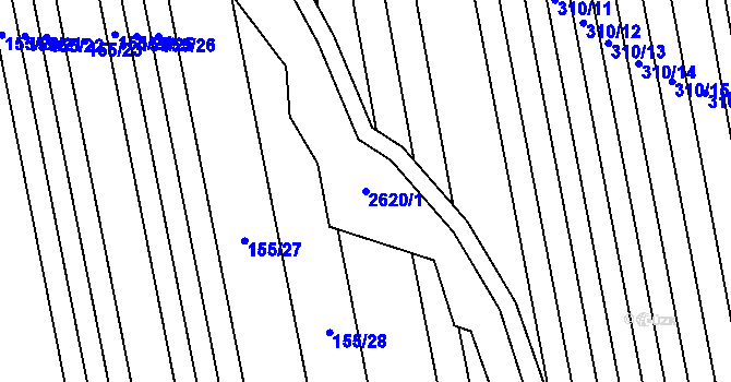 Parcela st. 2620/1 v KÚ Tasov nad Veličkou, Katastrální mapa