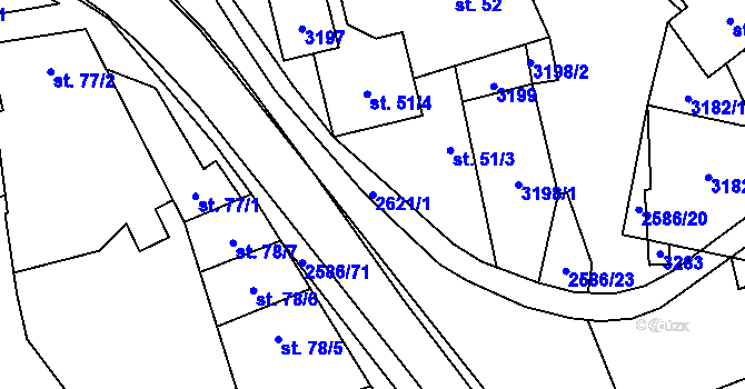 Parcela st. 2621/1 v KÚ Tasov nad Veličkou, Katastrální mapa