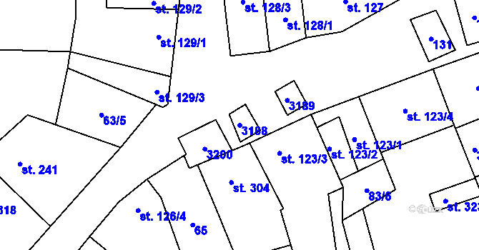 Parcela st. 3188 v KÚ Tasov nad Veličkou, Katastrální mapa