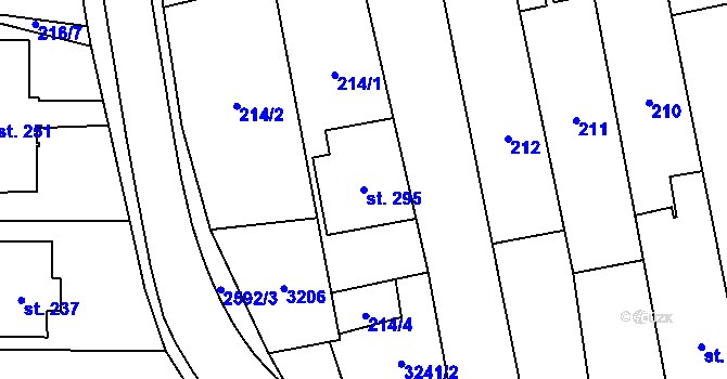 Parcela st. 295 v KÚ Tasov nad Veličkou, Katastrální mapa