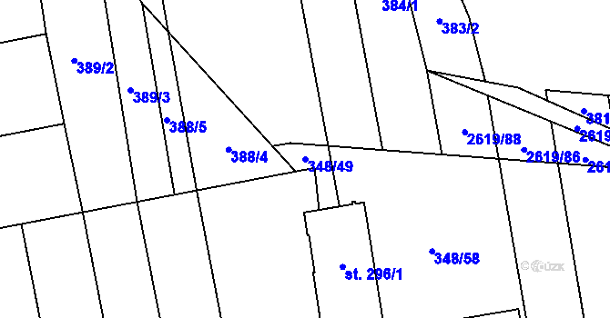 Parcela st. 348/49 v KÚ Tasov nad Veličkou, Katastrální mapa
