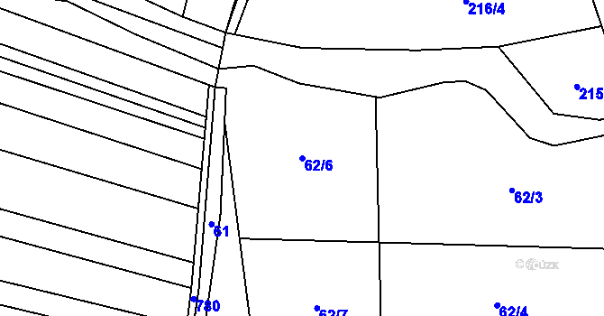 Parcela st. 62/6 v KÚ Tasov nad Veličkou, Katastrální mapa