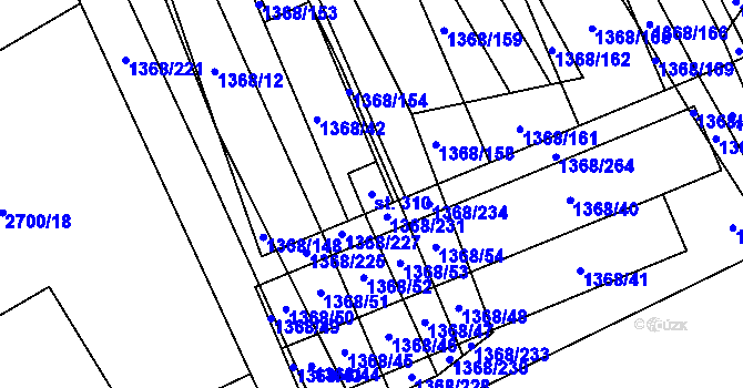 Parcela st. 310 v KÚ Tasov nad Veličkou, Katastrální mapa