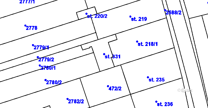 Parcela st. 331 v KÚ Tasov nad Veličkou, Katastrální mapa
