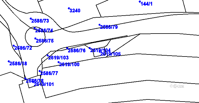 Parcela st. 2619/105 v KÚ Tasov nad Veličkou, Katastrální mapa