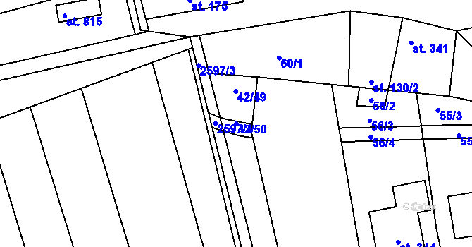 Parcela st. 42/50 v KÚ Tasov nad Veličkou, Katastrální mapa