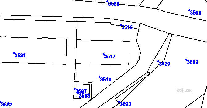 Parcela st. 3517 v KÚ Tasov, Katastrální mapa