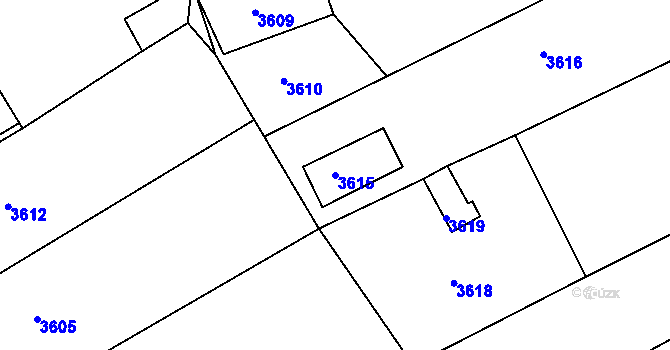 Parcela st. 3615 v KÚ Tasov, Katastrální mapa