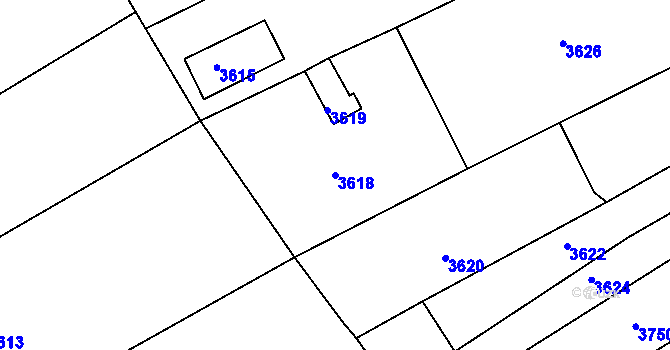 Parcela st. 3618 v KÚ Tasov, Katastrální mapa